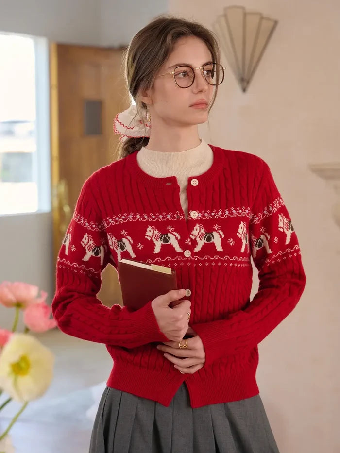 Zora Round Neck Wool Cardigan